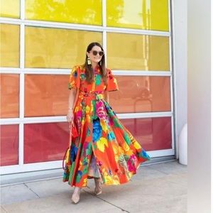 Christopher John Rogers Target Orange Floral Dress Size 6 New WOMENS